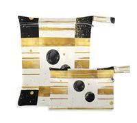 EtherSpher Black Space - Bolsa impermeable a rayas blancas y doradas para sacaleches, paquete de 2 artículos esenciales de viaje para bebé con asas para gimnasio, guardería