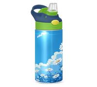 EtherSpher Blue Daisy Hello Sunshine Bloom Spring - Botellas de agua deportivas con popote de silicona a prueba de fugas, botella de agua para gimnasio, para escuela, niños y niñas, termo para agua