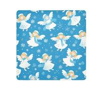 EtherSpher Blue Snow Angel - Bolsa de maquillaje de invierno portátil de tela, organizador de viaje, 21.7 x 21.7 pulgadas, envoltura de maquillaje para mujer, Ángel de nieve azul para invierno,