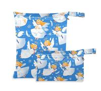 EtherSpher Blue Snow Angel - Bolsa lavable para ropa húmeda, paquete de 2 bolsas húmedas para traje de baño con asas para viajes, pañales de bebé