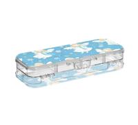 EtherSpher Blue Snow Angel - Estuche transparente de 2 capas para lápices con tapa a presión