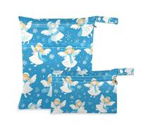 EtherSpher Blue Snow Angel Winter - Bolsa impermeable para pañales, 2 unidades, artículos esenciales con asas para yoga, viajes