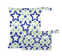 EtherSpher Blue Stars Dot Yellow - Bolsa con cremallera para mojado, paquete de 2 artículos esenciales de viaje para volar con asas para pañales de bebé, gimnasio