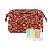EtherSpher Bolsa de aseo con cremallera para colgar en el cambio, para maquillaje de viaje, con texto en inglés "Merry Christmas", Feliz Navidad amor galletas rojas, 1 size
