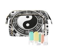 EtherSpher Bolsa de aseo gris con cremallera para mujer, diseño de Tai Chi Bagua, monedero para accesorios de viaje, Formación de Tai Chi Bagua gris, 1 size