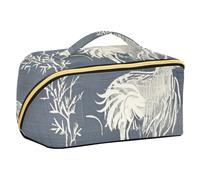 EtherSpher Bolsa de cosméticos con divisores, diseño de animales, color gris bohemio, bolsa de cosméticos de viaje con compartimentos y asa