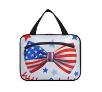 EtherSpher Bolsa de maquillaje colgante con lazo rojo y azul del 4 de julio, con gancho, para artículos de aseo de diseño, accesorios para mujer, vacaciones, bolso para maquillaje, L, Día de la