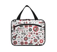EtherSpher Bolsa de maquillaje colgante para mujer con gancho, diseño de dibujos animados, color rojo y negro, para accesorios imprescindibles para cruceros, bolsa para guardar maquillaje, L, Dibujos