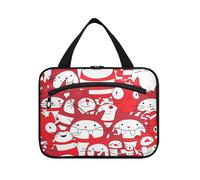 EtherSpher Bolsa de maquillaje de viaje colgante de color caramelo rojo y blanco para mujer con gancho, kit de afeitado unisex de diseñador para hombres para mujer, bolso de viaje para mujer, talla L