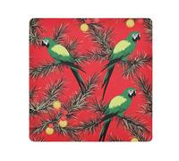 EtherSpher Bolsa de maquillaje para lentes de cámara, portátil, organizador de viaje, 21.7 x 21.7 pulgadas, para mujer, diseño de guacamayo escarlata verde, pinos rojos, Feliz Navidad, Guacamayo verde