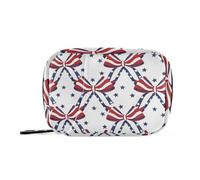 EtherSpher Bolsa de medicina con diseño de bandera de arco para el Día de la Independencia del 4 de julio, con compartimentos desmontables, práctico pastillero de viaje para bolso