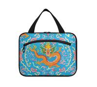 EtherSpher Bolsa de viaje colgante azul con diseño de dragón de cultura china con gancho, funda multifuncional de diseño para artículos de tocador para hombres, mochileros, bolso para maquillaje de
