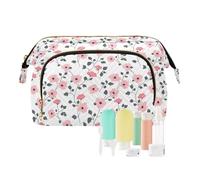 EtherSpher Bolsa de viaje de estilo bohemio y sencillo, diseño floral, color melocotón, ligera, con cremallera, bolsa de maquillaje para organizador de maquillaje, Boho Simple Style Floral Peach, 1