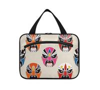 EtherSpher Bolsa de viaje para maquillaje facial de ópera de Pekín con gancho, bolsas de cosméticos portátiles de diseño para papá, bolsas de mochilero para maquillaje, L, Maquillaje facial único