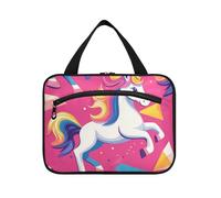 EtherSpher Bolsa de viaje para mujer, diseño de unicornios de colores lindos con diseño de unicornios, bolsa de maquillaje impermeable para viajeros, baño, envase para perfume de L, Unicornios de