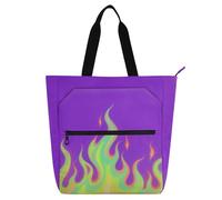 EtherSpher Bolsa decorativa para libros para niños y adultos, color morado, fluorescente, resistente al agua, bolsa de hombro con cremallera para la escuela y el tiempo de juego, arco iris de tela