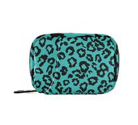 EtherSpher Bolsa médica de leopardo verde azulado negro con compartimentos desmontables, organizador de pastillas reutilizable para 7 días
