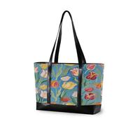 EtherSpher Bolsa portátil para laptop de 14 pulgadas con diseño de flores azules y pintura al óleo con cremallera, bolsa de trabajo con laptop, para gimnasio, con tablet, bolsa para computadora