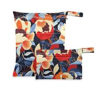 EtherSpher Bolsa reutilizable retro de granadas rojas y flores de frutas para traje de baño, paquete de 2 artículos esenciales de viaje para bebés con asas para playa, gimnasio