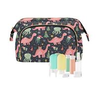 EtherSpher Bolsas de aseo con cremallera, diseño de dinosaurio, melocotón, Navidad, para mujeres, monedero, organizador de maquillaje, Regalo de dinosaurio melocotón de Navidad, 1 size