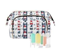 EtherSpher Bolsas de aseo de Navidad, impermeables, para cosméticos, para mujer, diseño de copos de nieve y gnomos coloridos, Coloridos gnomos búfalo a cuadros copos de nieve de Navidad, 1 size