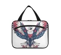 EtherSpher Bolsas de aseo grandes colgantes para mujer con gancho, diseño de pájaro gigante del 4 de julio, para día de la independencia, bolsa de aseo compacta e impermeable para adultos, vacaciones