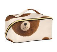 EtherSpher Bolsas de cosméticos con divisores, diseño de oso de peluche, color marrón, grandes bolsas de viaje para mujer, verticales, independientes