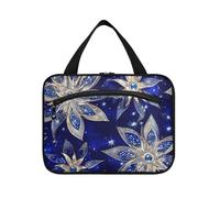 EtherSpher Bolsas de maquillaje colgantes de color azul real con diseño de estrellas para mujer, con gancho, necesieres de diseñador para mujer, estuches de viaje para maquillaje, L, azul rey (Stars