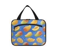 EtherSpher Bolsas de maquillaje colgantes de frutas azules para mujer con gancho, bolsas de maquillaje impermeables de diseño para papá, cruceros, bolso de mujer L, Pintura artística con frutas azules