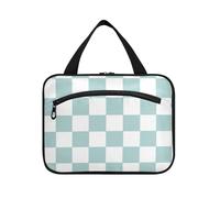 EtherSpher Bolsas de maquillaje colgantes de viaje a cuadros verdes y blancos para mujer con gancho, bolsa de medicina plegable de diseño para hombres, portalámparas de trabajo, cosméticos, mujer