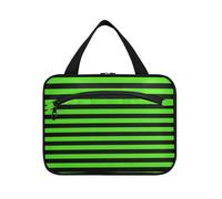 EtherSpher Bolsas de viaje para cosméticos colgantes de línea verde y negra para mujer con gancho, bolsas de cosméticos unisex para mamá, gimnasio, estuche para maquillaje, L, Línea verde y negra, L