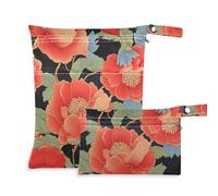 EtherSpher Bolsas impermeables a prueba de agua con diseño de granadas rojas, 2 unidades, artículos esenciales con asas para baño, pañales de bebé