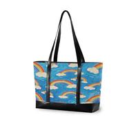 EtherSpher Bolsas simples de pintura al óleo azul arcoíris para mujer con cremallera para el trabajo para viajeros con almuerzo maletines para mujer