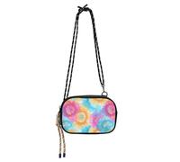 EtherSpher Bolso cruzado pequeño con diseño de explosión de color teñido anudado para hombre, a la moda, con ranuras para tarjetas de crédito, mini bolso de hombro para llevar a caminar