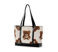 EtherSpher Bolso de mano profesional con diseño de oso de peluche marrón con cremallera estructurada para viajes, gimnasio, vacaciones, con bolsas para computadoras de mujer