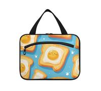 EtherSpher Breakfast Yummy Toast - Bolsas de maquillaje colgantes amarillas para mujer con gancho, bolsa de cosméticos impermeable para viajes, vacaciones, bolso de mano para hombre, talla L, desayuno