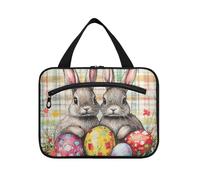 EtherSpher Buffalo Plaid Bunny Rabbits Happy Easter Hanging Travel Makeup Bags with Hook Designer Expansible Makeup Bag for Car for Accessories for Women Toilet Bags of Makeup for Women L, Buffalo