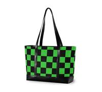 EtherSpher Buffalo Plaid Check Black Lime Green - Bolso moderno para mujer de 14 pulgadas con cremallera, maletín para trabajar con tablet para laptop mujer