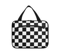 EtherSpher Buffalo Plaid Check - Kit de aseo colgante para hombre con gancho, bolsa de aperitivos multifuncional de diseño para accesorios imprescindibles, bolso de mano para hombre, L, Cuadros de