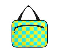 EtherSpher Buffalo Plaid Check Yellow Cyan - Artículos de aseo para hombre con gancho, kit esencial de diseño para viajes, cruceros, kit de mujer L, cuadros escoceses amarillo cian, L