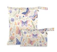 EtherSpher Butterfly Spring Fresh Flowers - Bolsas impermeables a prueba de agua, paquete de 2 bolsas húmedas para traje de baño con asas para viajes, guardería