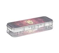 EtherSpher Caja de lápices de plástico transparente de 2 capas con diseño de león de tarot con purpurina colorida para suministros de arte con tapa a presión