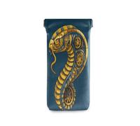 EtherSpher Cobra Steampunk Blue Squeeze Top - Funda portátil para gafas de sol de piel sintética suave para hombres y mujeres, estuche para lentes de sol