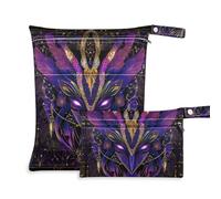 EtherSpher Colorida máscara astrológica del tarot místico a prueba de desorden, bolsa de pañales húmedos, paquete de 2 artículos esenciales de viaje para bebés con asas para piscina, guardería