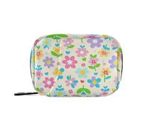 EtherSpher Coloridas bolsas medicinales de flores frescas de verano para mujer con compartimentos desmontables, organizador de píldoras reutilizables para bolso