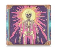 EtherSpher Colorido Taro Místico Esqueleto Astrológico de Cuero Premium para Registro de Coche y Tarjeta de Seguro Organizador para Automóvil, Camión, Motocicleta, Remolque o Barco