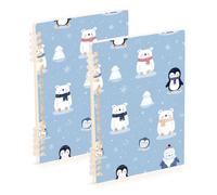 EtherSpher Cuaderno de composición de pingüino de animales de invierno tamaño A5, 8.3 x 5.7 pulgadas, cuaderno en espiral de tapa dura de 60 hojas de ancho para planificador y negocios