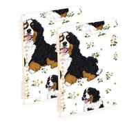 EtherSpher Cuaderno de composición de tamaño A5 con diseño de perro de montaña bernés de 21 x 14,5 cm, cuaderno de espiral resistente con rayas anchas, 60 hojas para diario y lista de tareas, paquete