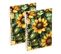 EtherSpher Cuaderno de composición estético de tamaño A5 con diseño de girasol, estilo yermo, 8.3 x 5.7 pulgadas, cuadernos de asignaturas resistentes con rayas universitarias, 60 hojas para diario y