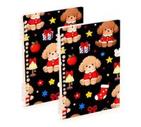 EtherSpher Cuaderno de diario de perro marrón de dibujos animados de tamaño A5 de 8.3 x 5.7 pulgadas, cuaderno de espiral de tapa dura con rayas universitarias, 60 hojas para diario y lista de tareas